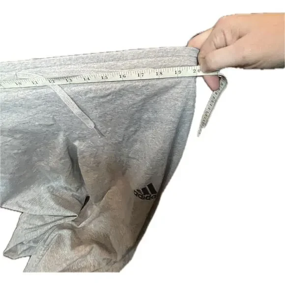 Mens Gray Joggers Adidas Size Large Heather Gray Jersey Light Weight - Picture 6 of 14